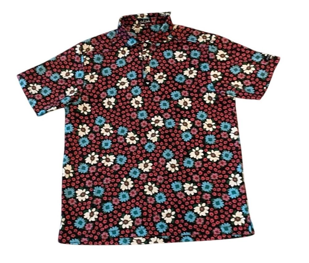 Bad Birdie Austin Flowers Golf Collared Polo Shirt Size XL Performance